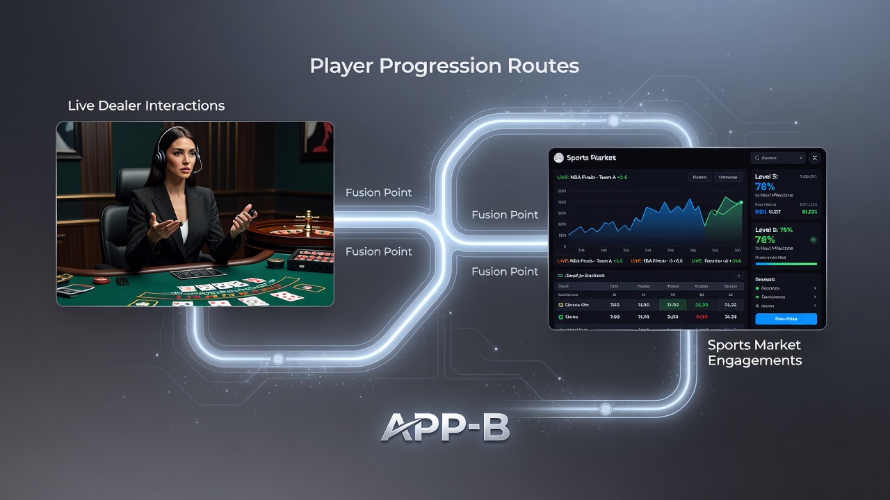 Beispiel einer Fortschrittsroute mit Live-Dealer und Sportwetten
