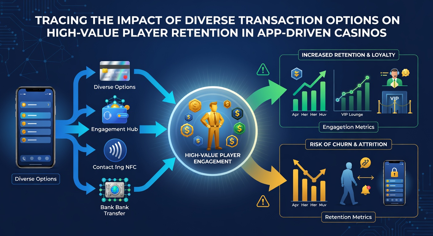 Darstellung einer mobilen Casino-App mit nahtlosen Zahlungsflüssen und Retentionsstatistiken für High-Value-Spieler