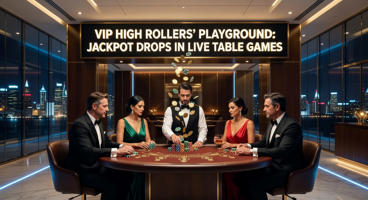Highroller am Live-Blackjack-Tisch mit aktiviertem Jackpot-Drop, der Millionen einbringt, inmitten luxuriöser Atmosphäre